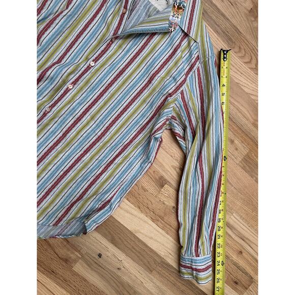 Robert Graham Rainbow Stripe Flip Cuff Button Up Shirt Men's Large L Exclusive - Picture 11 of 12